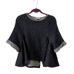 THML Blouse Womens Blue and Gray Short Sleeve Slit Back Top Size XS